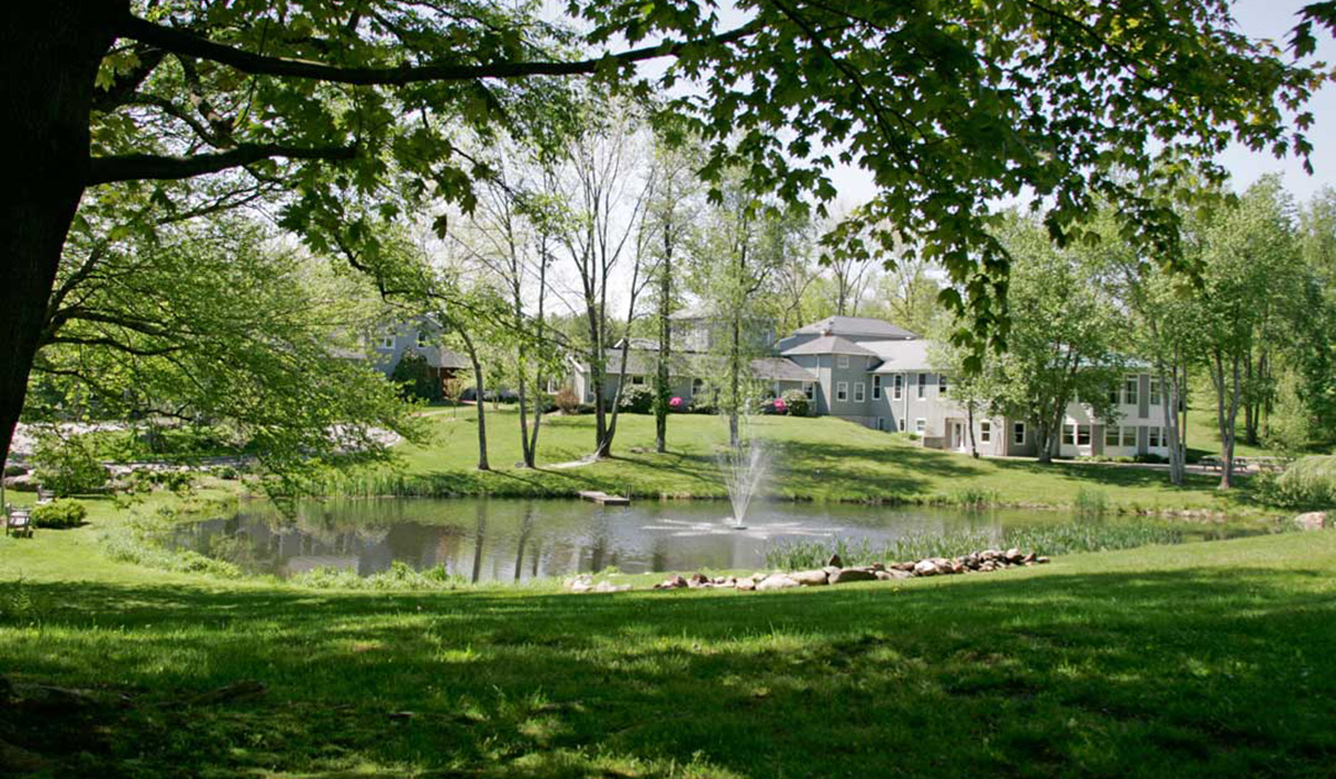 outdoor pond on campus