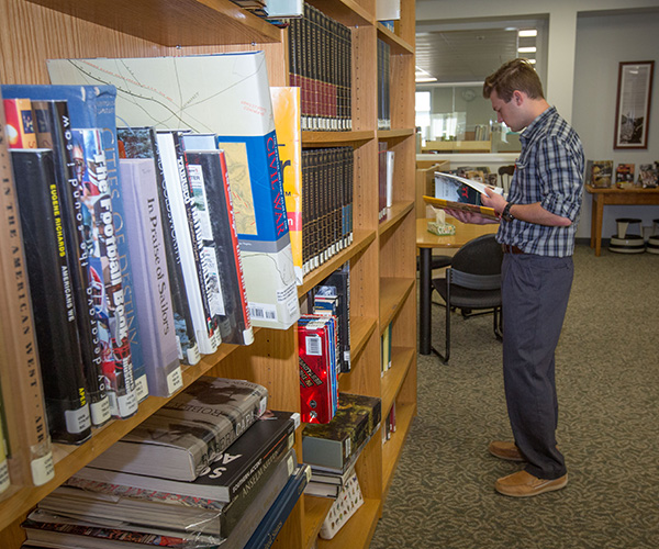 student in the library