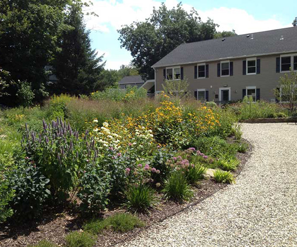 French Hall exterior and outdoor pathway