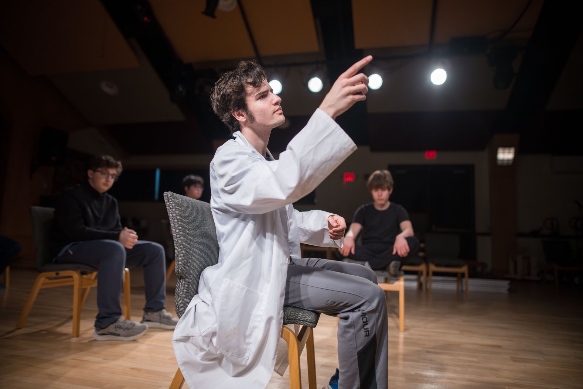 students participating in drama practice